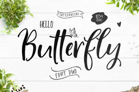 Hello Butterfly Duo Font: Light Handwritten Charm with Swashes