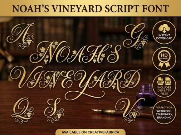 Noah's Vineyard Font: A Script Typeface for Artisanal and Heritage Design